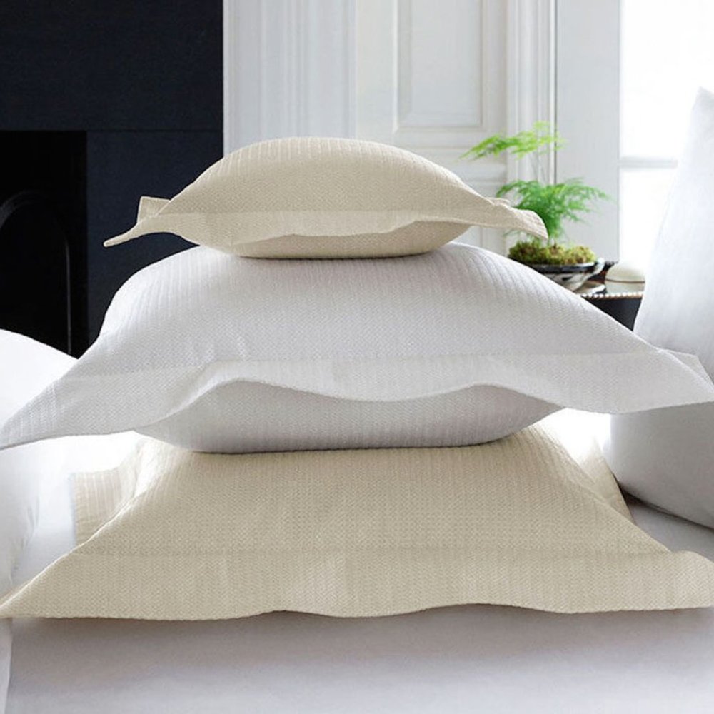 Sferra 4260 Grana Euro Continental Pillow Sham Ivory Made in Italy
